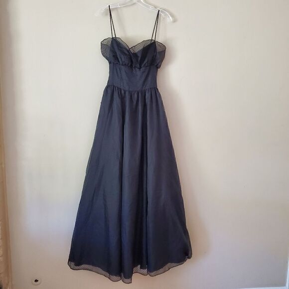 GUNNE SAX Women's Maxi Dress Black Size 9 Vintage Prom Gothic Whimsigoth Goth - Picture 2 of 8